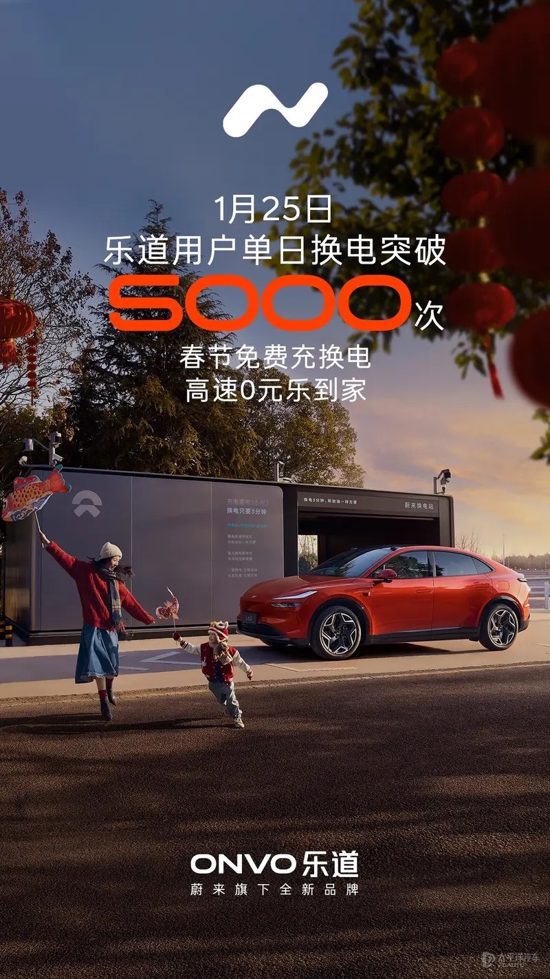 樂(lè)道汽車單日換電5000+ 春運(yùn)高速充換電全免