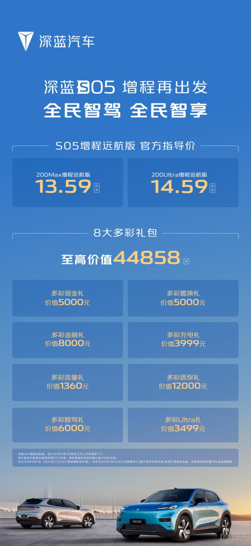 售13.59萬起 深藍S05增程遠航版上市 標配高階智駕/續(xù)航超1200km