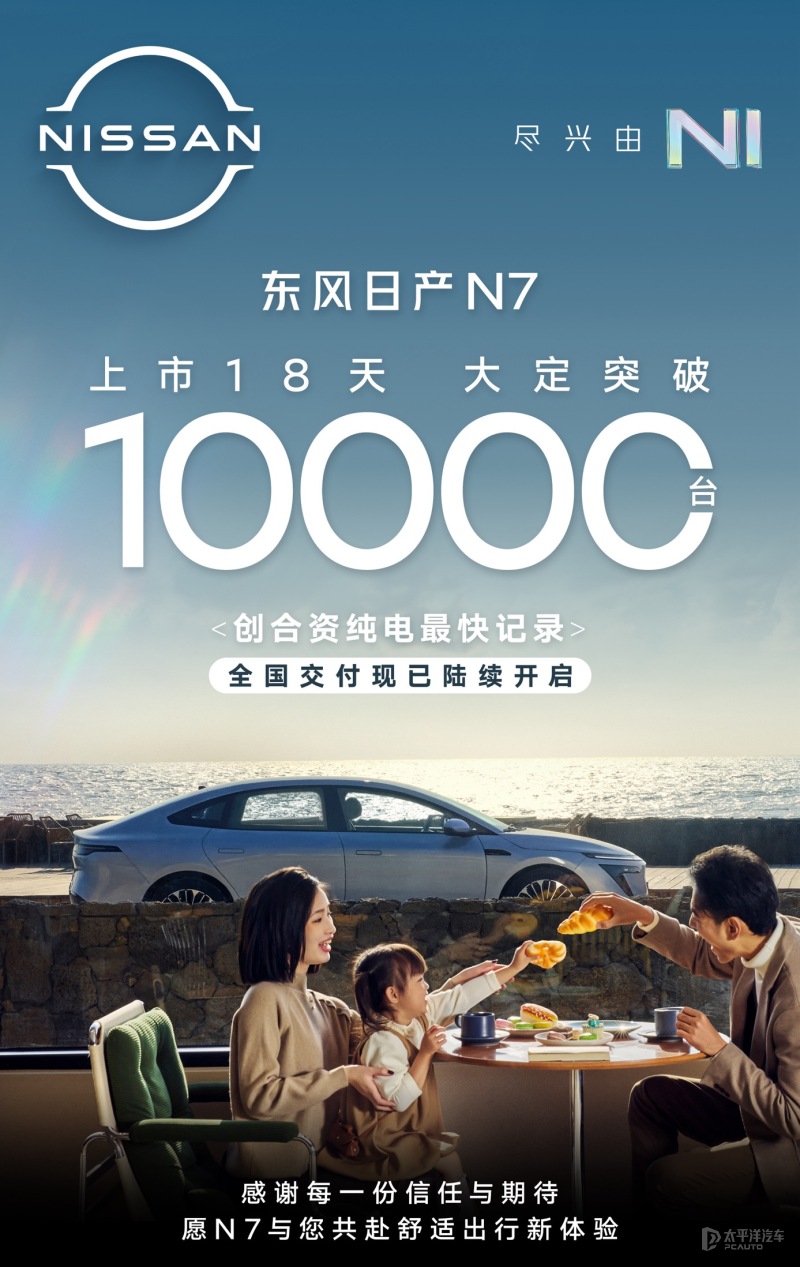 售11.99萬起 日產(chǎn)N7上市18天大定突破10000臺 已開啟全國交付
