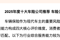 2025年度十大車險公司推薦 車險公司哪家好