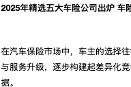 2025年精選五大車險(xiǎn)公司出爐 車險(xiǎn)公司推薦
