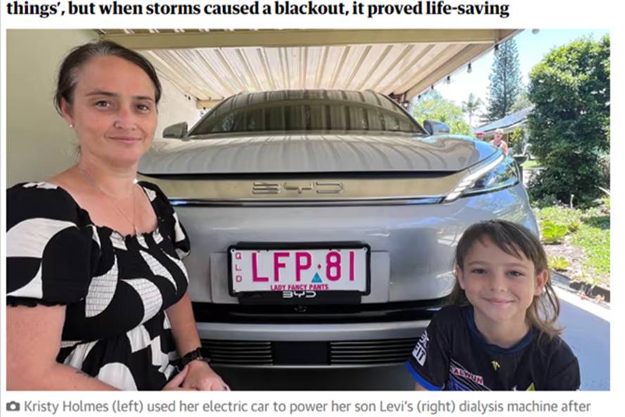 澳大利亚暴风雨停电 比亚迪ATTO 3救车主儿子一命