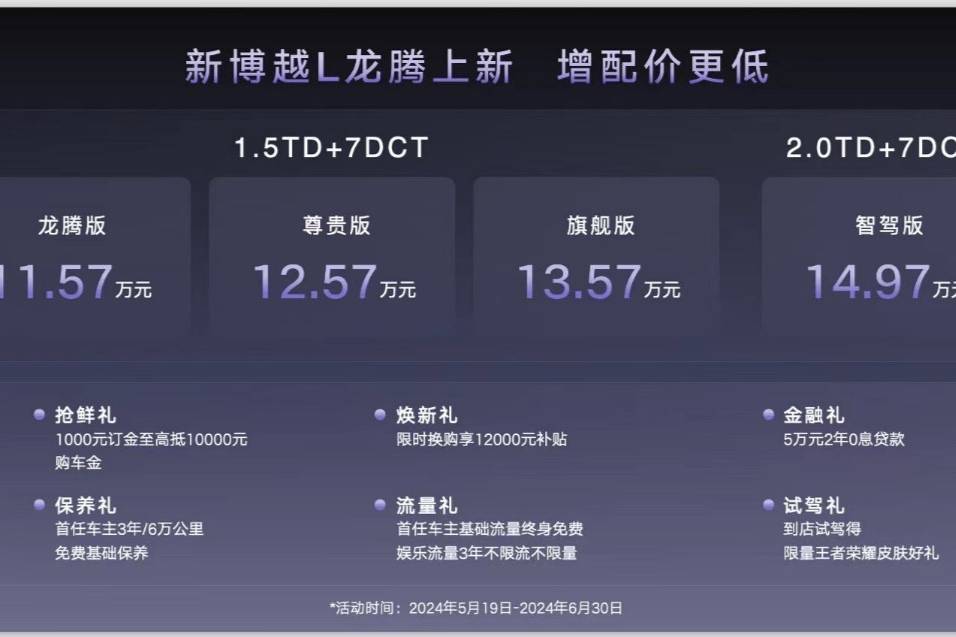 吉利新博越L龙腾上新，指导价仅11.57万起，增配价更低