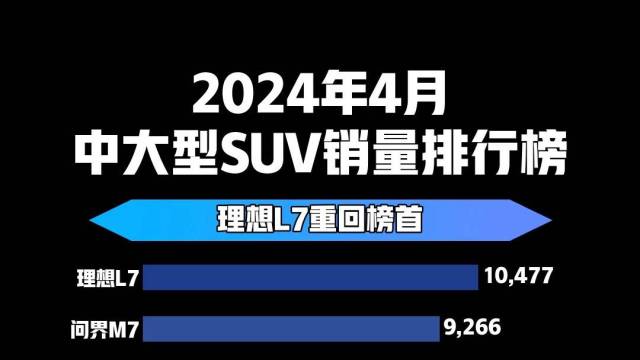 2024年4月中大型SUV销量排行榜