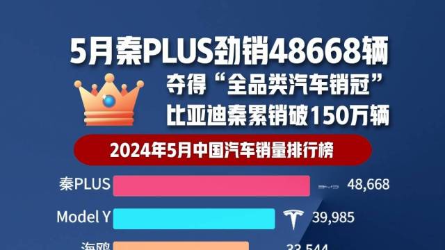 5月秦PLUS夺得“全品类汽车销冠”