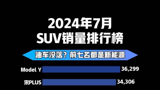 2024年7月SUV销量排行榜