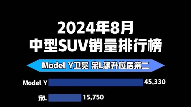 2024年8月中型SUV销量排行榜