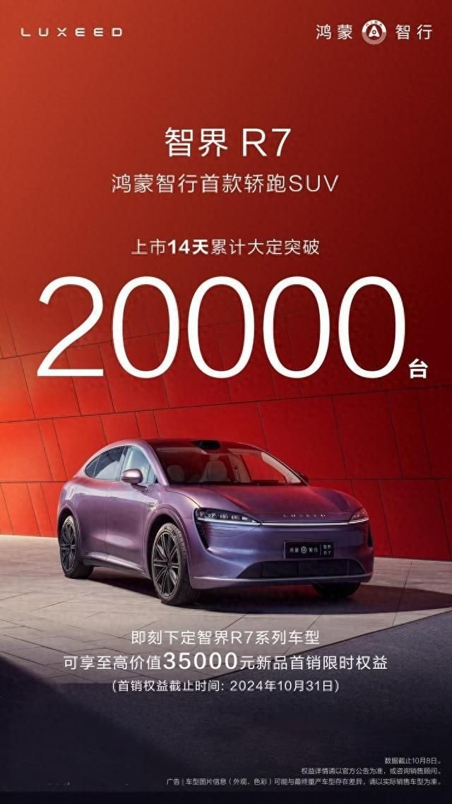 专为颠覆而来！智界R7大定突破2万台，强势破局Model Y