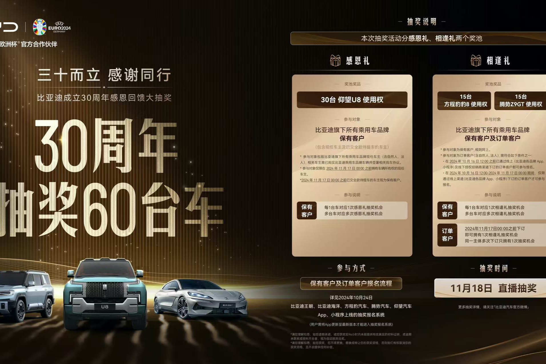 海洋車主狂喜 ，比亞迪30周年抽U8使用權(quán)