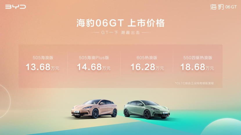 年轻人第一台GT，比亚迪海豹06GT上市13.68万元起