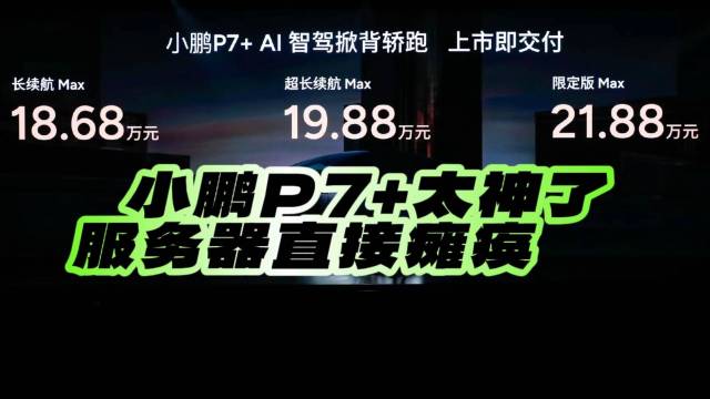 小鹏P7+这价格什么概念，服务器直接瘫痪