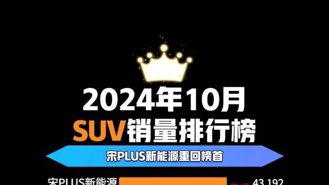 2024年10月SUV销量排行榜