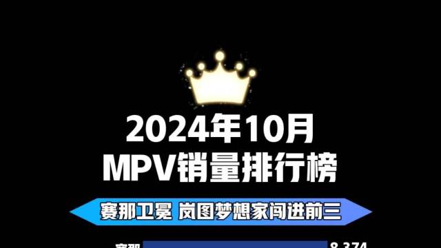 2024年10月MPV销量排行榜