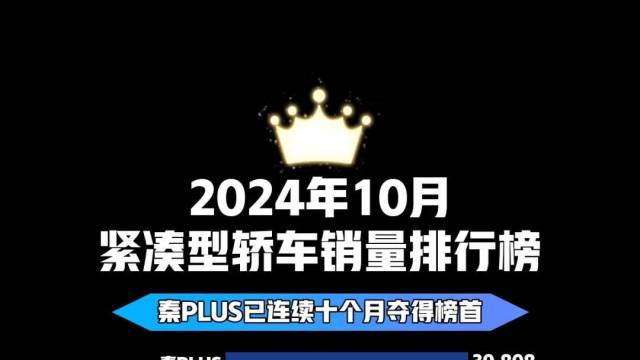 2024年10月紧凑型轿车销量排行榜