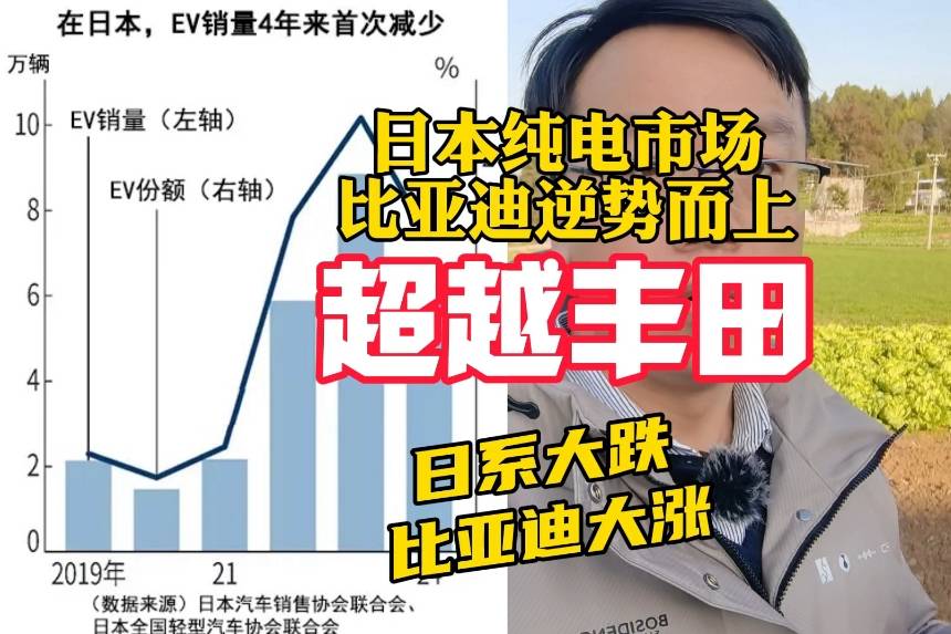 日本2024年EV銷量：比亞迪超越豐田