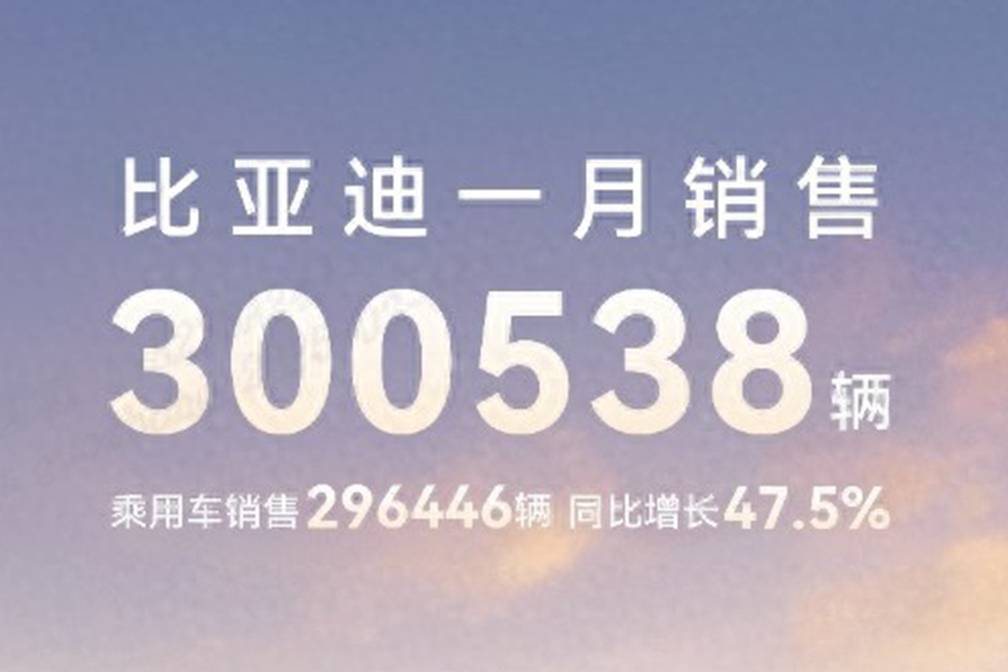 2025年开门红中国销冠又是它 比亚迪1月销售30万台