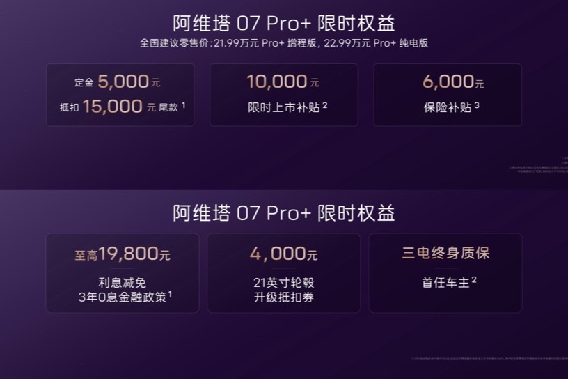 阿维塔07 Pro+上市，售21.99万元起