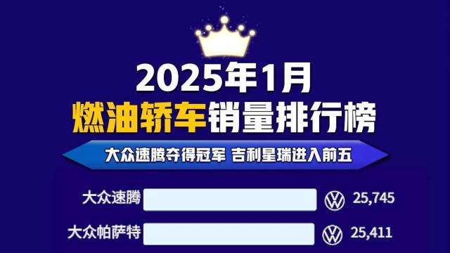 2025年1月燃油轿车销量排行榜