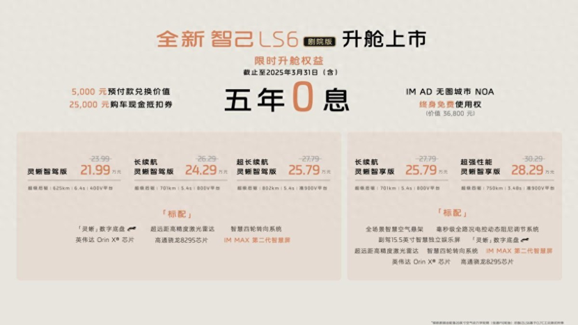 全新LS6剧院版上市，冰箱彩电沙发俱全