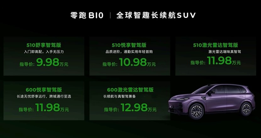 只看比亚迪?零跑B10搭高阶智驾+激光雷达,定价10万级