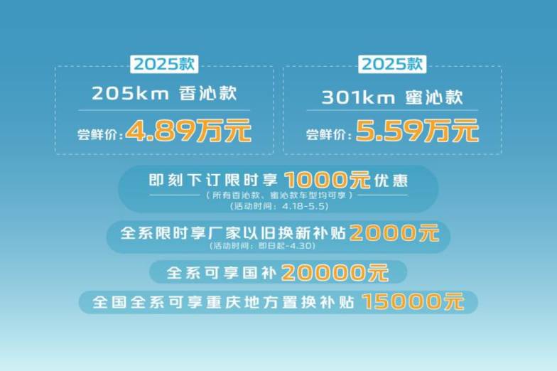 長(zhǎng)安Lumin 2025款香沁款&蜜沁款煥新上市