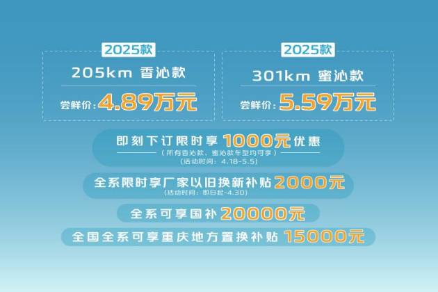 長(zhǎng)安Lumin 2025款香沁款&蜜沁款煥新上市