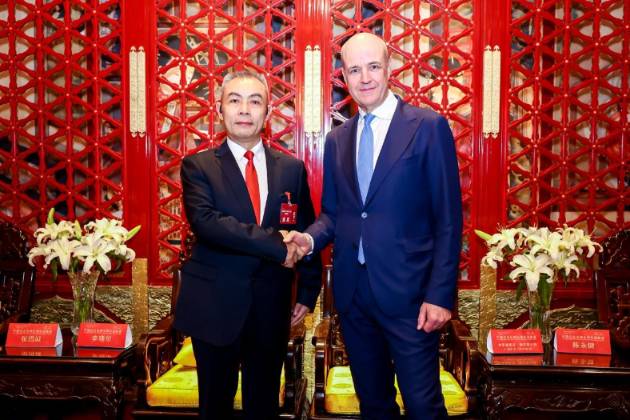 文國紅主席會見歐盟前主席，瑞典前首相、弗雷德里克·賴因費爾特