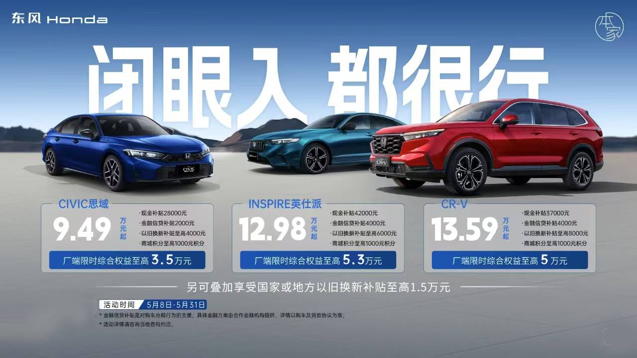 限時綜合權益至高3.5-5萬，東風本田攜全陣營亮相華中車展