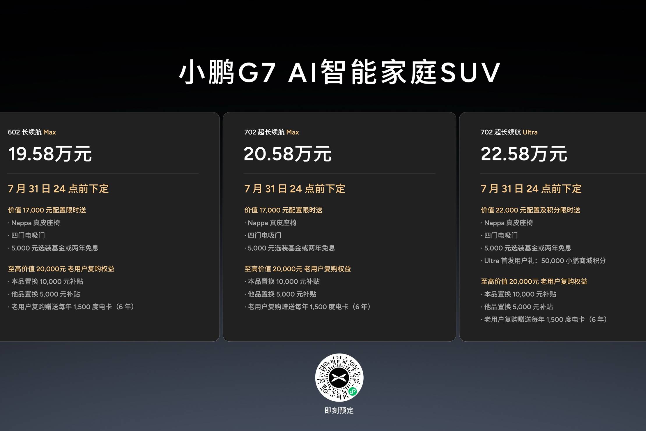 19.58萬元起售，跨時代的AI汽車小鵬G7正式上市