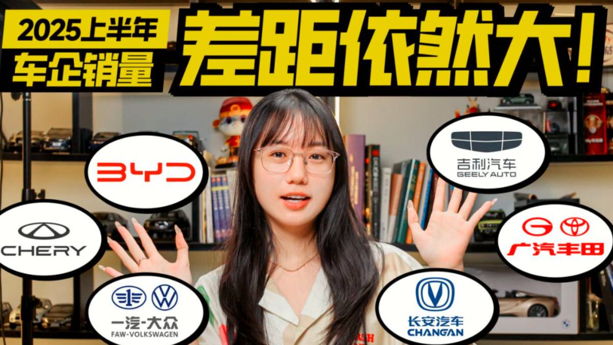 2025上半年車企銷量，比亞迪吉利破百萬(wàn)，大眾獨(dú)守前三