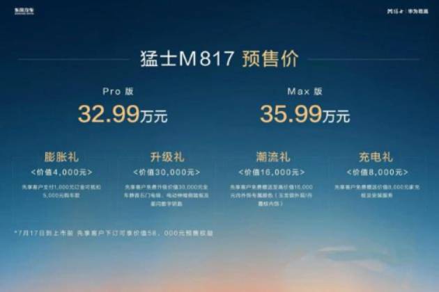 預售價32.99萬起!猛士M817一車打通城野生活邊界