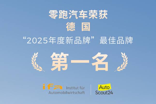 零跑汽車獲德國(guó)“2025年度經(jīng)銷商滿意度報(bào)告”最佳新品牌