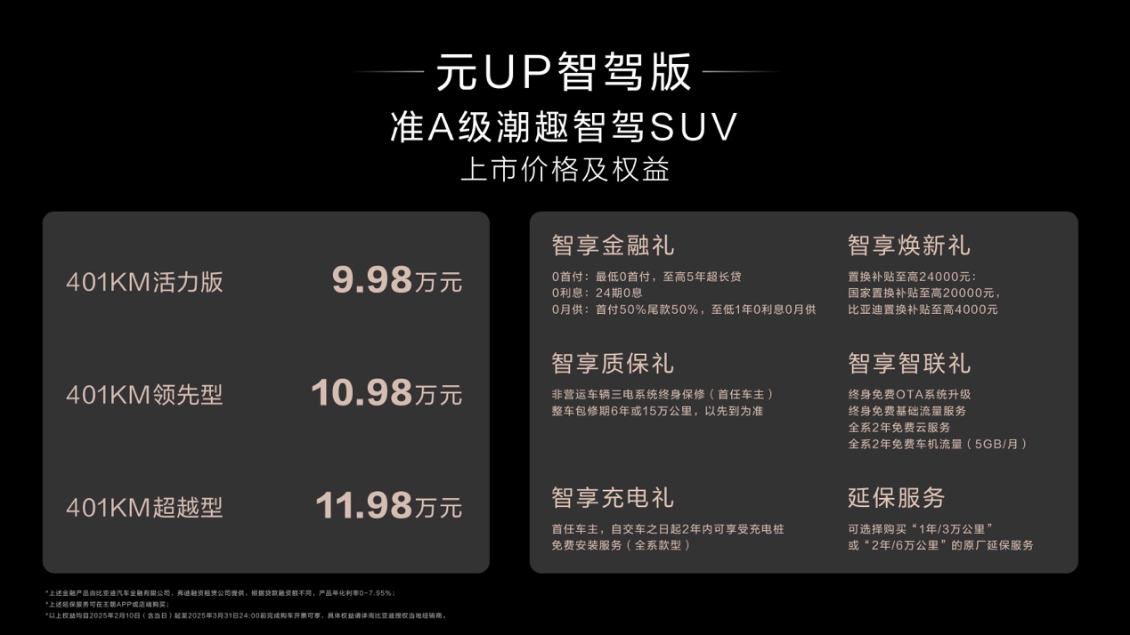 加配不加价！比亚迪元UP智驾版9万级畅享高阶智驾