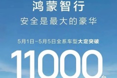 鸿蒙智行全系车型5月1-5日大定突破11000台