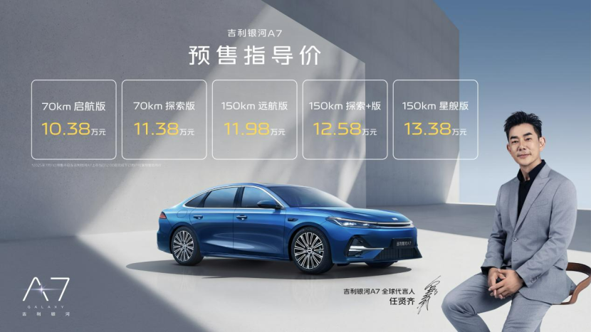 10万级电混家轿最优选！吉利银河A7预售10.38万元起