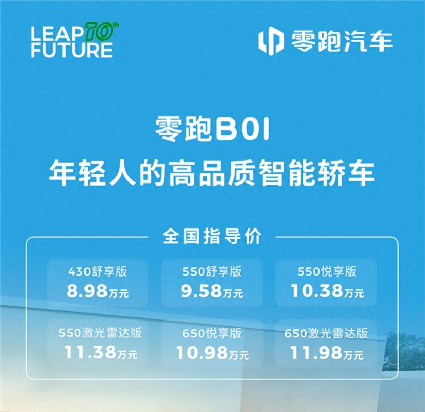 8.98万起！零跑B01正式上市，激光雷达+智驾黑科技全配齐